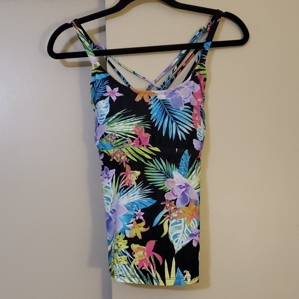 Island Escape Floral Tankini Top Size 8